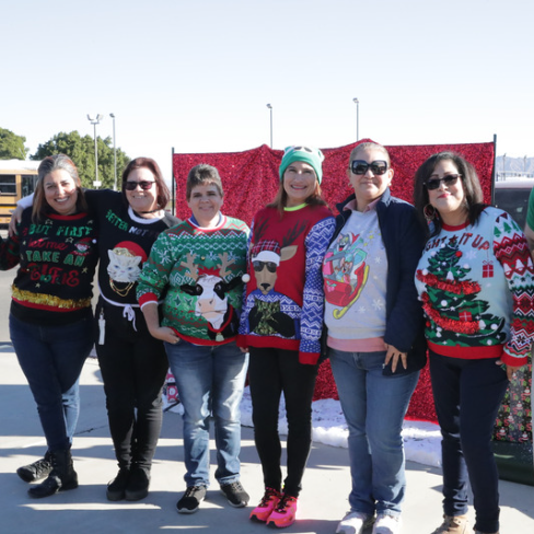 6 teachers in christmas sweaters