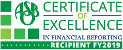 ASBO Certificate of Excellence in Financial Reporting. Recipient FY 2019.